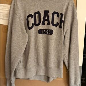 Coach Heather Gray Crewneck Sweatshirt with Navy Emblem